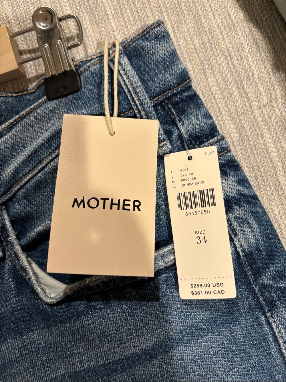 MOTHER Blue Denim Jeans with Copper Patch - Picture 4 of 5